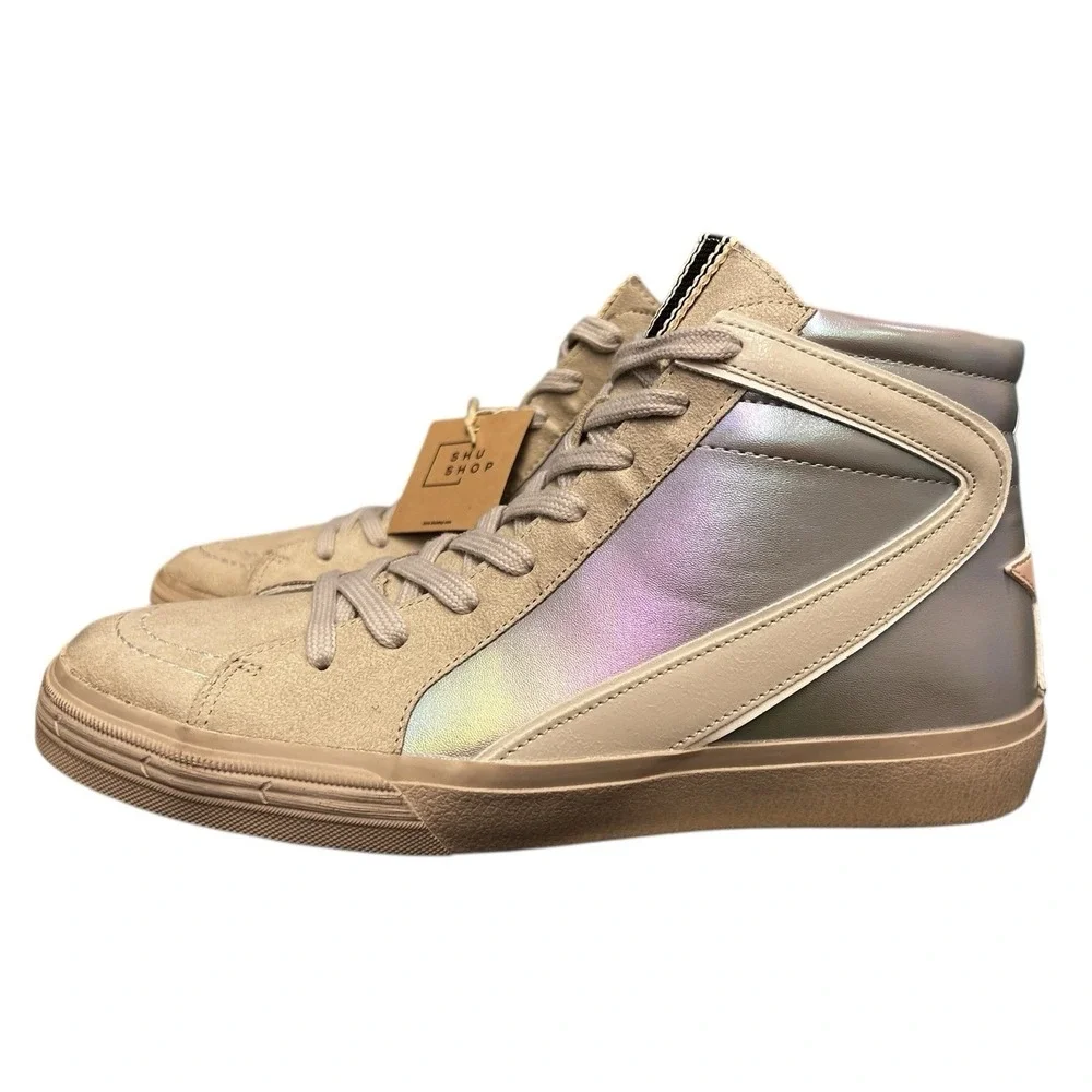 Shu Shop Rooney High Top Woman's Sneakers Metallic Aqua Sz 10